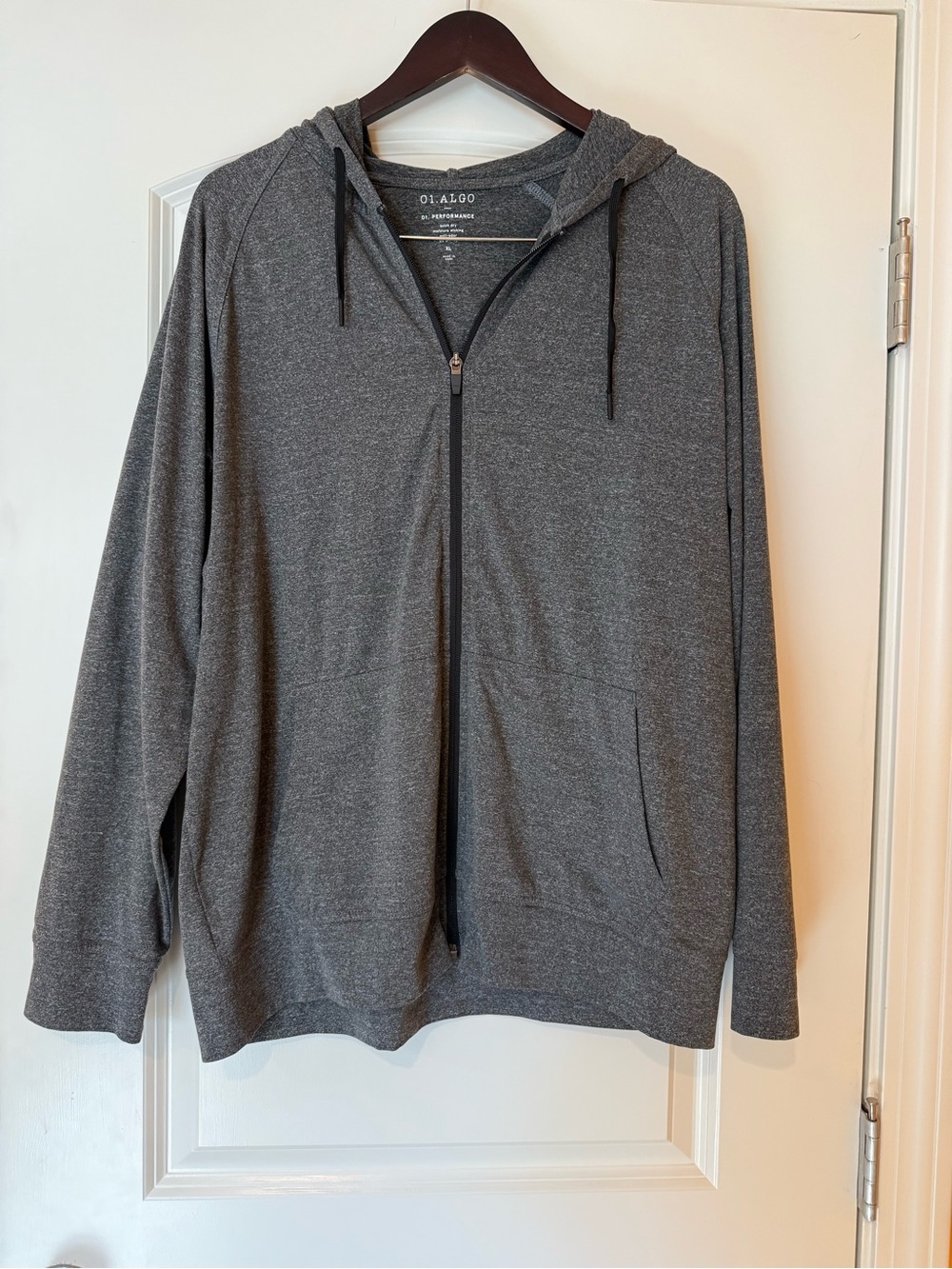 01.Algo Men's Charcoal Gray Zip-Up Hoodie XL